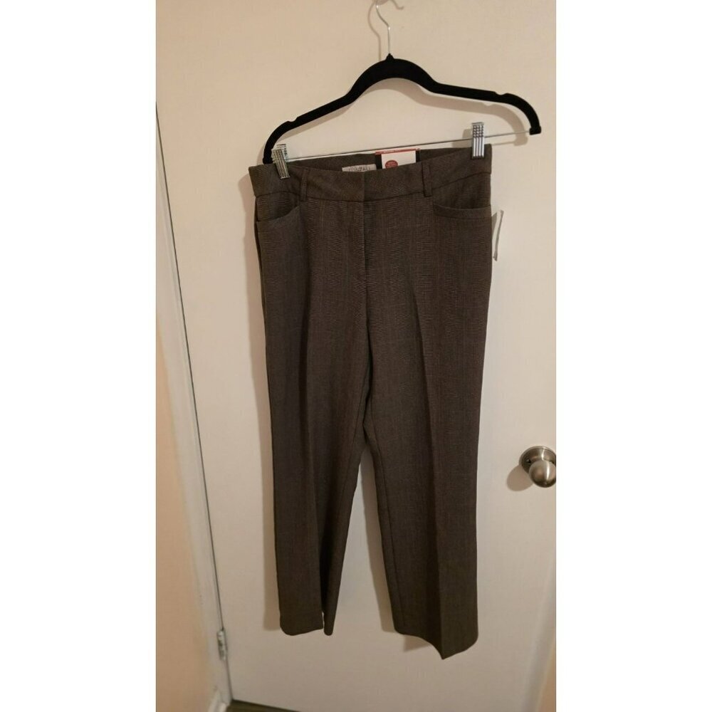 Roz & Ali Pants Size 4 Plaid Secret Agent 28Wx28L Tummy Control Preppy Office